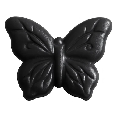 Make the realistic butterfly-shaped candy black, isolated on a transparent background with no visible background. Maintain the realistic style of the candy. sticker