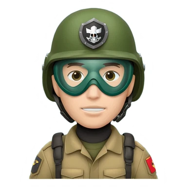 soldier with helmet and wearing mask in dark green sticker