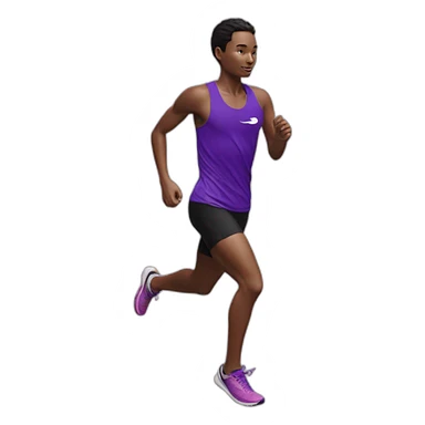 Runner in purple top with swan logo sticker