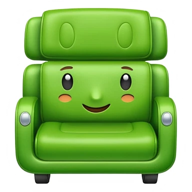 slick modern bright green coach, minimal, shiny, friendly expression emoji sticker