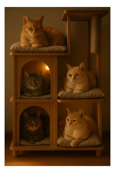 cats relaxing in a vertical playhouse sticker