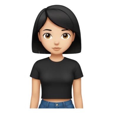 a pretty bratz girl with straight black short hair wearing a black tshirt , tan girl. waist up sticker