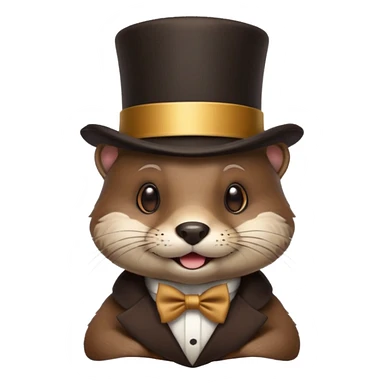 Otter wearing top hat sticker