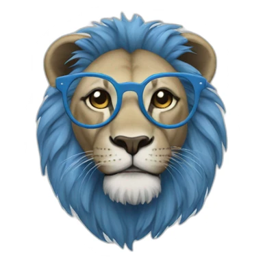 blue lion with glasses sticker