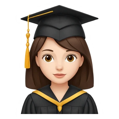Brunette with graduation sticker