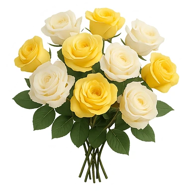 bouquet of white and yellow roses , remove background sticker