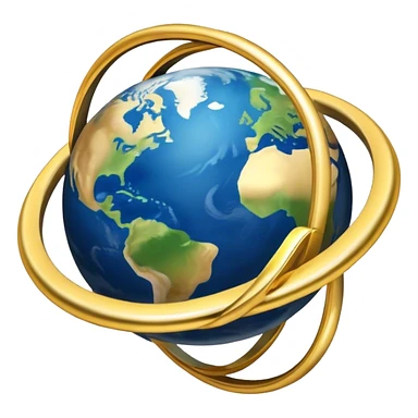 Gold ring around earth sticker