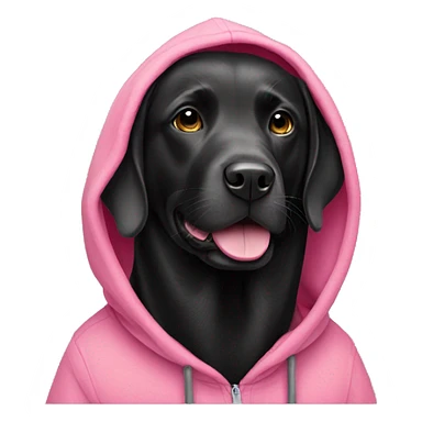 black labrador wearing a pink hoodie sticker