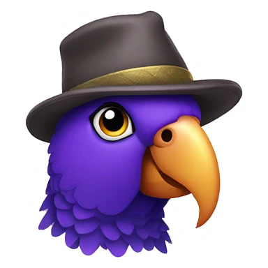 purple parrot with a hat sticker