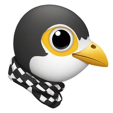 A bird with a black and white square neck scarf sticker