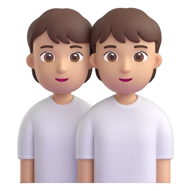 portrait of a young man with short brown hair and straight bangs, wearing a white shirt, 3D emoji style sticker