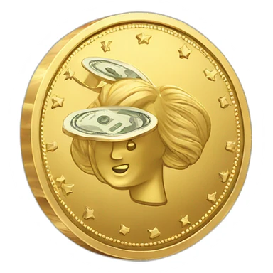 gold coin holding money sticker