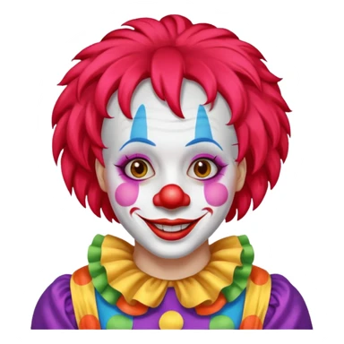 Clown – Bright makeup, red nose, colorful wig, exaggerated smile, full body sticker