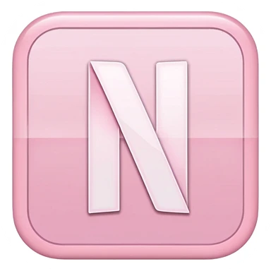 Netflix aesthetic "N" logo in pastel pink with white glowing outline sticker