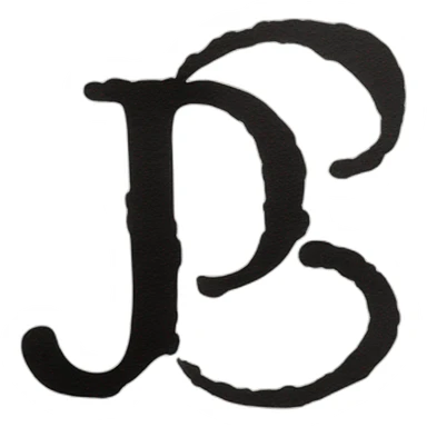 Letters J & S made of black ink sticker