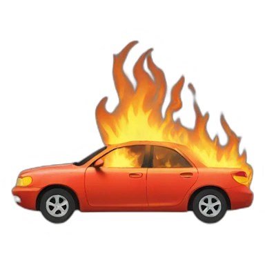 Burning car sticker