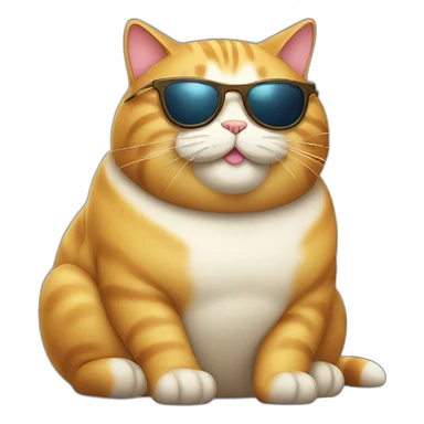 fat cat with sunglass sticker
