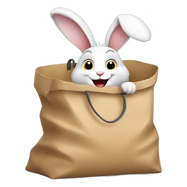 happy rabbit in bag sticker