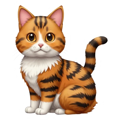 full body torbie cat with small head and short but chubby body sticker