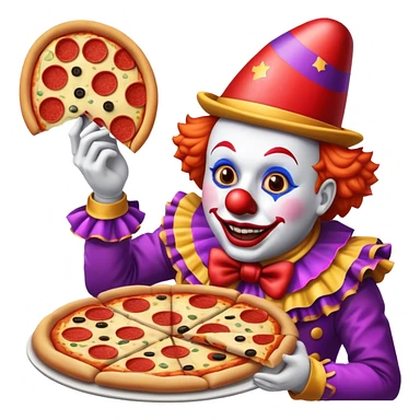 carnival clown mixed with a horse eating pizza  sticker