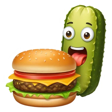 pickle eating a hamburger  sticker