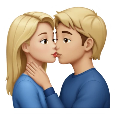 Blonde girl and brown hair boy kissing sticker
