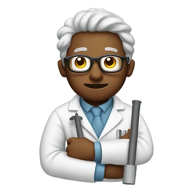 Scientist holding a bat sticker