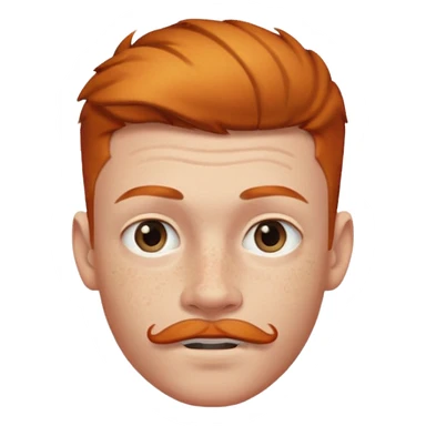 Ginger 16 year old, low taper fade, small goatee and mustache, eyebrow slit sticker