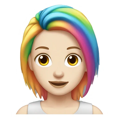 Emma Myers with rainbow hair pale skin sticker