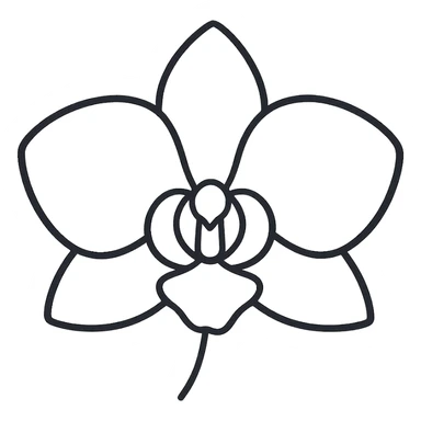hand-drawn outline style orchid flower icon sticker