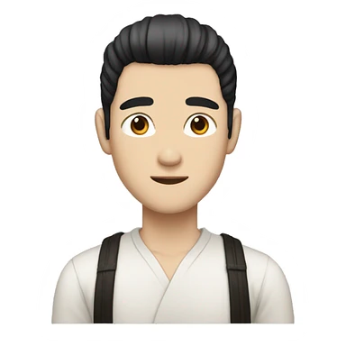 white skin color japanese man with black anime hair, make it from shoulders and create only one emoji sticker