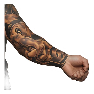 Flexing arm brown tattoo sleeve  sticker
