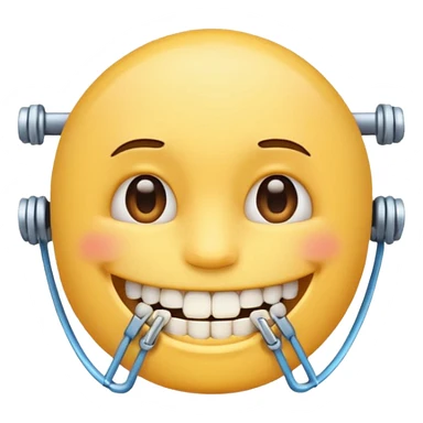 Emoji avec un appareil dentaire et des bagues sur les dents  sticker