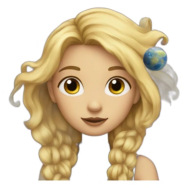 A blonde girl with planets around her sticker