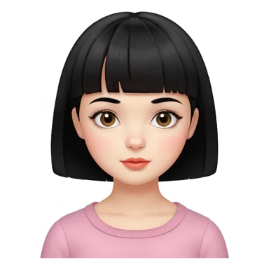 Gorgeous french girl short french haircut baby bangs black hair Amelie Beautiful Blushing Petite Girl with beautiful hair aesthetic sticker