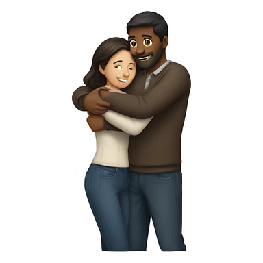 brunette couple hugging  sticker