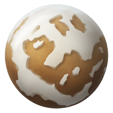 A planet, with icy surface, mostly white and some touch of light brown as colors sticker