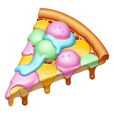 Melted neon pastel ice cream pizza slice sticker