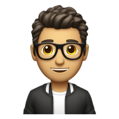 Italian guy with short hairs and black sunglasses and italian-like clothes and a malicious play boyish smirk sticker