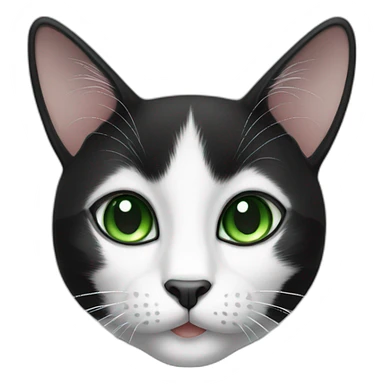 black and white cat and green eyes sticker