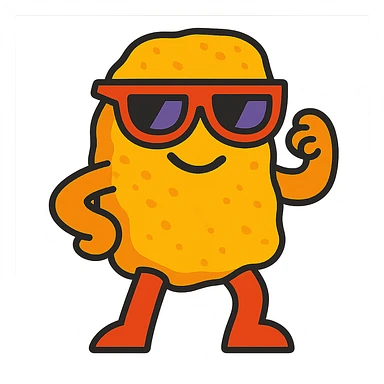 a chicken nugget with sunglasses, vibrant toon style sticker