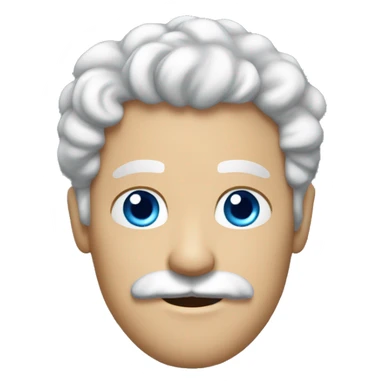 curly white man with with a mustache in blue t-shirt sticker