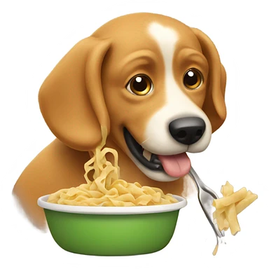 dog eating pasta sticker