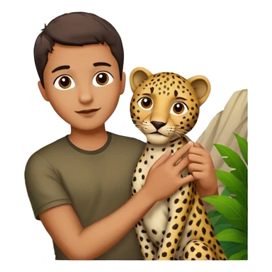 A man fingering a leopard sticker