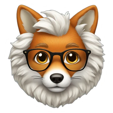 fox with glasses and wig with white curls sticker