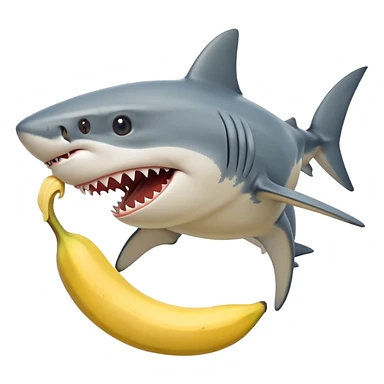 A shark eating banana sticker