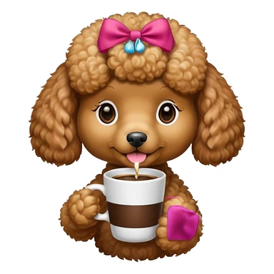 Poodle with coffee sticker