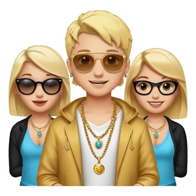 Rapper Blonde kid with so much beatiful girls and he have a rolex,mini tattos,sunglasses,rich clothes,golden necklace, sticker