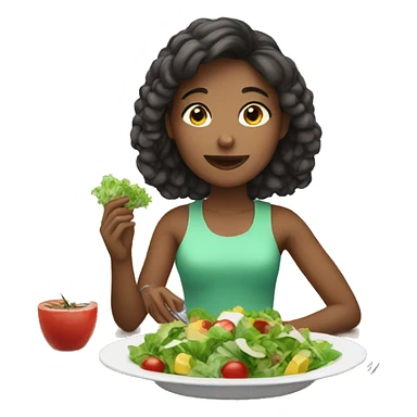 Girl eating salad on a table sticker