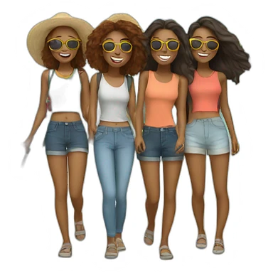 travel with friends (4 girls) sticker